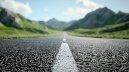 Asphalt Road with a White Lane Divider Leading to the Horizon