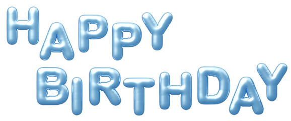3D画像_風船_HAPPY BIRTHDAY_水色