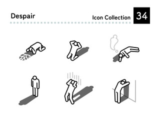 A set of illustrations of people in despair