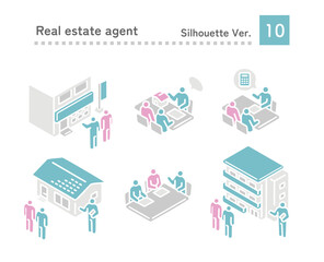 Illustration of two people consulting a real estate agent