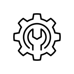 Fix service tools, wrench and screwdriver, repair instruments, simple icon. Gears logo line black icon collections. Wheel cogwheel vector.