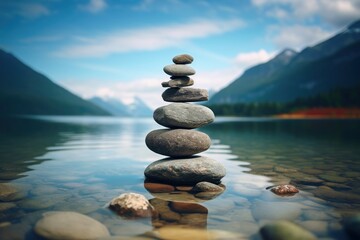 Outdoors balance pebble nature.