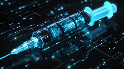 Futuristic High-Tech Syringe for Advanced Vaccine Delivery Concept