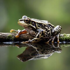 Fototapeta premium Sharp-Snouted Day Frog in Motion: Leaping Through the Tropical Canopy