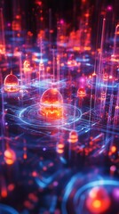 Naklejka premium Futuristic Abstract Digital Visualization with Vibrant Light Effects