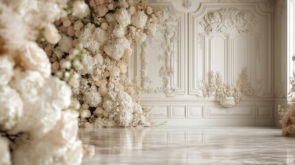 Stunning venue filled with delicate floral arrangements