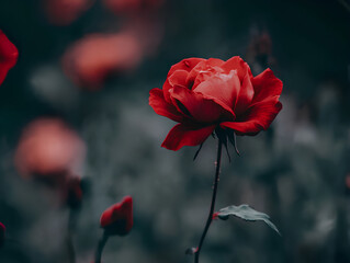 red rose with drops
