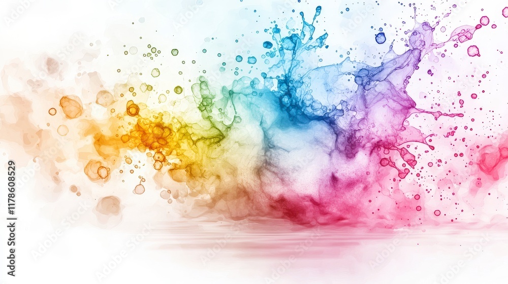 Poster vibrant watercolor splash art digital creation abstract expression colorful environment from above a