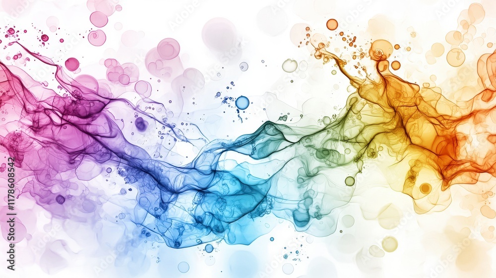 Poster dynamic watercolor splash art abstract background digital illustration colorful environment artistic