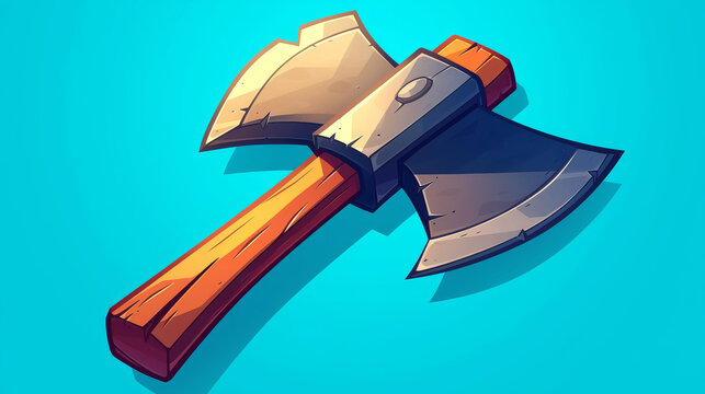 shovel, 2D vector icon of an axe, in a simple, flat cartoon style, hand-drawn art, game asset, Artstation, with a background, no shadows on the text.
