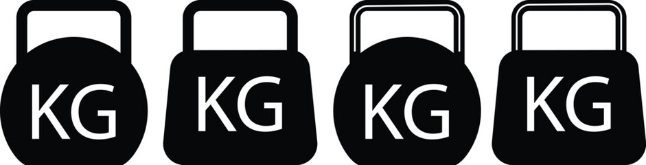 Obraz premium Kilogram Weight Icon set, simple Premium Quality graphic Design Elements, Heavy mass for exercise element Gym business, Dumbbell Simple KG, isolated on transparent background, for mobile apps, web.
