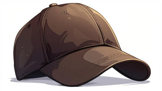 Hat, A baseball cap in a vector drawing style, on a white background, in high resolution.