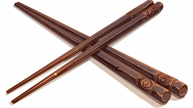 Chopsticks, Cartoon wooden chopsticks, vector illustration, white background.