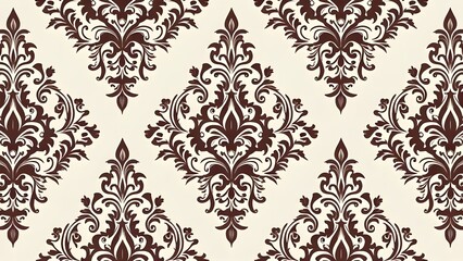 Seamless Vector Damask Pattern with Baroque Floral Elements