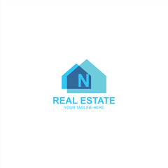 letter n logo icon for house, building, or real estate with creative illustration