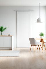 Bright modern living space with minimalist decor and natural light filtering in