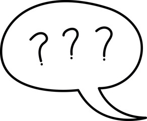 Simple Speech Bubble with Three Question Marks Inside