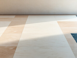 Modern tile flooring featuring a mix of light and dark colors in a contemporary setting