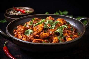 Fototapeta premium Andhra Chili Chicken south asian food meat vegetable freshness.
