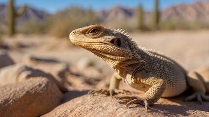 Fototapeta premium The Delicate Beauty of the Coachella Valley Fringe-Toed Lizard in Its Desert Home