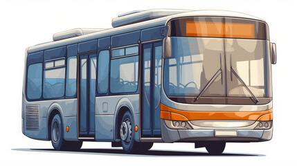 bus, A modern city bus, vector illustration style, white background, no shadows on the ground, high resolution, professional quality, no text or symbols on the drawing.