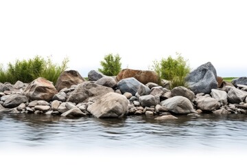 Obraz premium River side landscape nature rock.