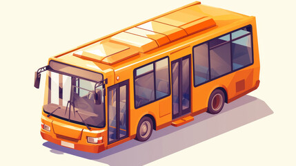 bus, Isometric bus, vector illustration, white background, simple design, light colors, 2D game art style.