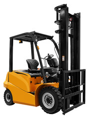 Yellow electric forklift