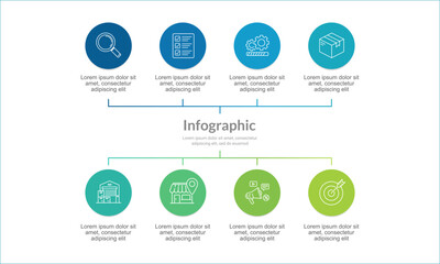 Infographic 8 Options for Successful Business Development. Organization, Banner, Poster and Presentation. Vector illustration.