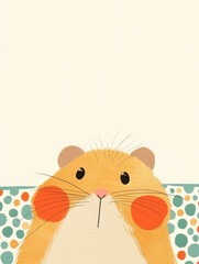 Obraz premium Cute cartoon hamster with orange cheeks and playful expression