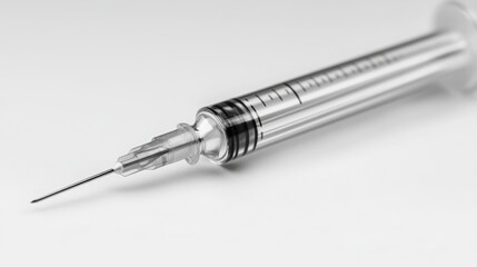 Close-up of a Fine Needle Syringe on White Background
