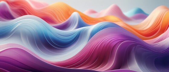 Obraz premium A vibrant abstract background featuring colorful flowing waves and curves in shades of pink, purple, and blue with a smooth, textured design
