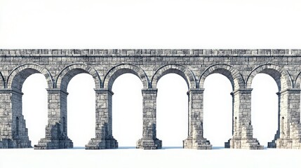 Fototapeta premium Ancient Stone Arch Bridge Roman Architecture Medieval Ruins D Render