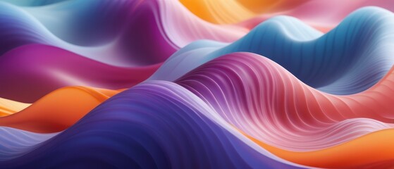 Obraz premium A vibrant abstract background featuring colorful flowing waves and curves in shades of pink, purple, and blue with a smooth, textured design