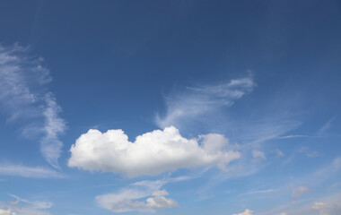 various types of white clouds including altostratus cumulus cumulonimbus in the sky