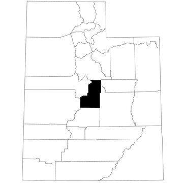 Map of sanpete County in Utah state on white background. single County map highlighted by black colour on Utah map. UNITED STATES, US