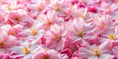Obraz premium High-resolution image: a soft pile of pastel pink cherry blossom petals, a beautiful spring floral background.