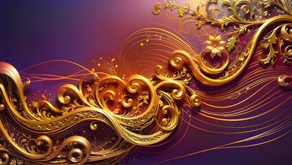 metal patterns on red blue background, metal flowers