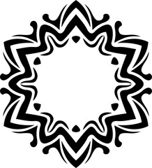 Abstract vector black and white illustration round beautiful tracery frame. Decorative vintage ethnic mandala pattern. Design element for tattoo or logo.