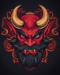 Fierce Devil Mascot: Bold Red Creature with Goatee for School Spirit and Sports Events
