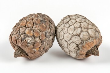 Obraz premium Isolated Pair of Dried Acorns: Natural Brown Nuts from Oak Trees, Perfect for Autumn Decor