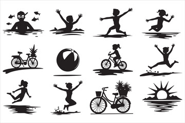 Summer Vacation Silhouette Vector Pack