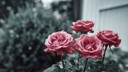 pink roses in a garden