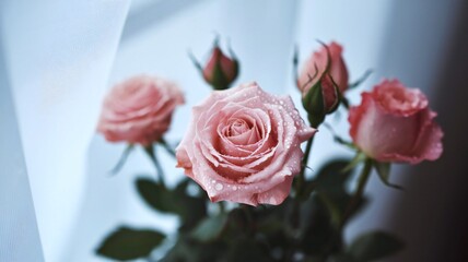 pink rose on a black background