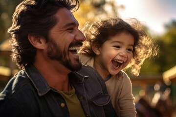 Obraz premium Mexican father and daugther laughing adult men.