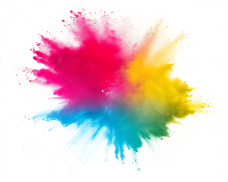 Colorful rainbow holi paint splash, color powder explosion transparent background.PNG
