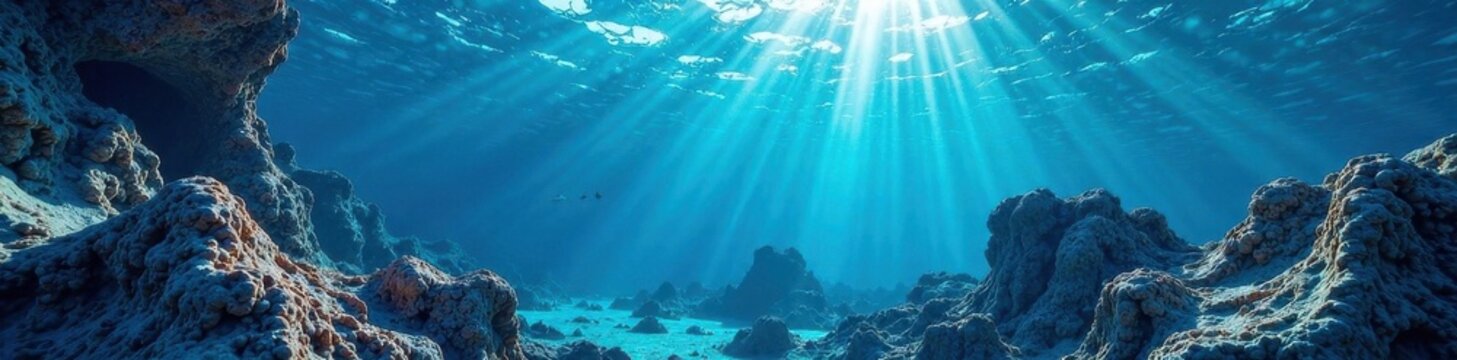 Intricate, textured seabed, sapphire hues, shadows , sea, pattern