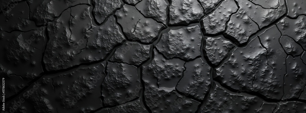 Aufkleber Dark stone surface with high detail texture. Rough black rock background. Excellent for design projects. Panoramic view of abstract dark material. Possible applications include wallpapers, website