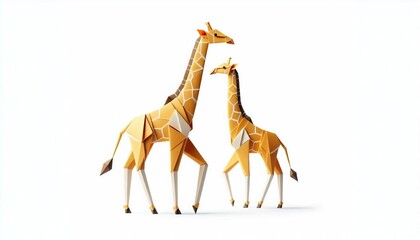 Naklejka premium Two giraffes standing side by side artistic animal illustration wildlife nature design creative art piece
