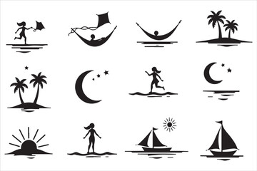 Summer Beach Vector Silhouette Bundle